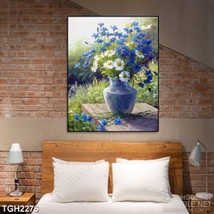 Tranh ghép trang trí những bông hoa xuyến chi trong gió