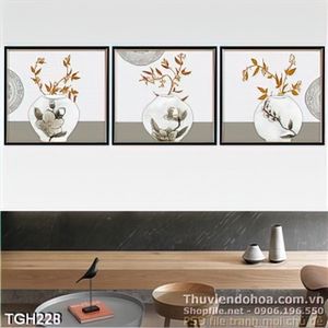 Tranh ghép in uv bình hoa cổ ấn tượng