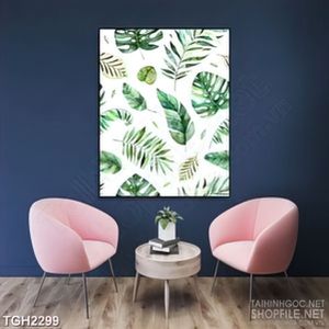 Tranh ghép decor những chiếc lá xanh úa màu treo tường