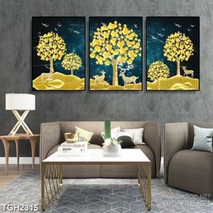 Tranh ghép decor những cây dáp vàng trong khu rừng hươu