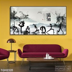 Tranh ghép in canvas cô gái đang tập yoga với nhiều tư thế