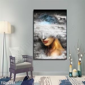 Tranh ghép decor làn nước che khuất khuôn mặt cô gái đẹp