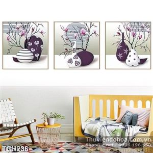 Tranh ghép bình hoa gốm đất đậm chất văn hóa việt nam