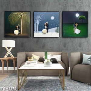 Tranh ghép decor treo tường cặp đôi uyên ương dưới tuyết