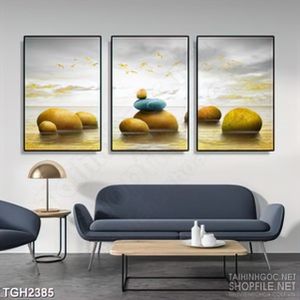 Tranh ghép nghệ thuật những hòn đá cuội trên sông vàng