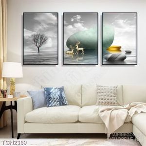 Tranh ghép in uv hai chú hươu con và những hòn đá cuội