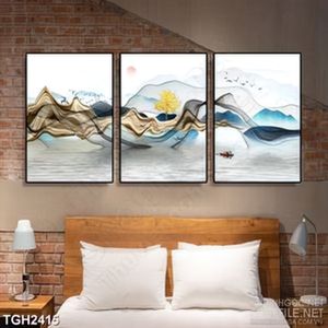 Tranh ghép những làn màu uốn lượn trên mặt dòng sông 3d