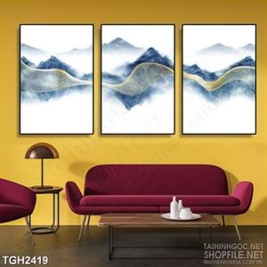 Tranh ghép decor những dãi màu vàng uốn lượn bên đỉnh núi
