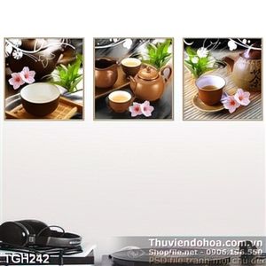 Tranh ghép tách trà ấm ấp
