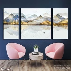 Tranh ghép những ngọn núi cao nhấp nhô trùng điệp in 3d