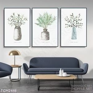 Tranh ghép psd những cây xanh tốt được trồng trong bình