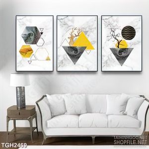 Tranh ghép in uv những khối hình lập phương nhiều màu sắc