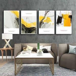 Tranh ghép decor những khối màu vàng đen hòa lẫn vào nhau