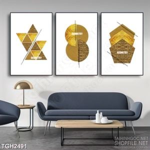 Tranh ghép décor những khối hình học xếp chồng lên nhau