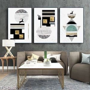 Tranh ghép trang trí đàn hươu và bầu trời phủ đầy tuyết trắng