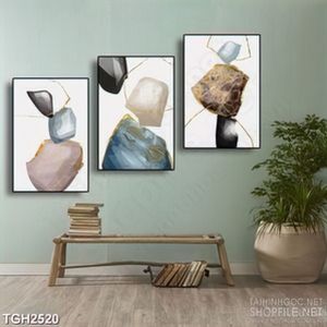 Tranh ghép in canvas những khối màu đa sắc tạo thành núi