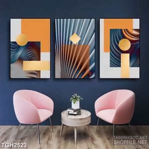 Tranh ghép decor khối hình học nhiều màu sắc phản chiếu