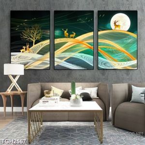 Tranh ghép đàn hươu dáp vàng trên những ngọn đồi cao in 3d