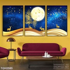 Tranh ghép nghệ thuật vầng trăng tròn chiếu sáng cả khu rừng