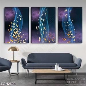Tranh ghép in canvas những chú bướm xinh đẹp và đàn cá heo