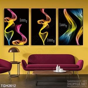Tranh ghép trang trí những dãi lụa đa màu sắc rực rỡ dán tường