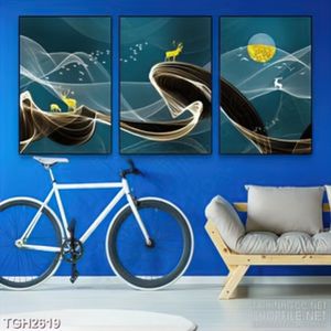 Tranh ghép decor những chú hươu trên dãi màu nâu huyền bí