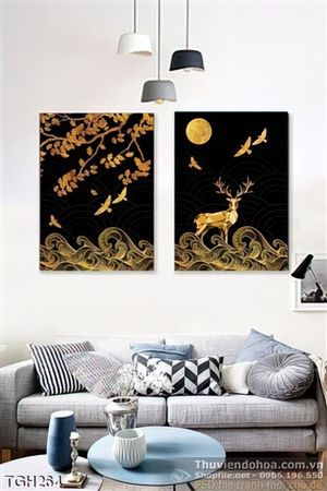 Tranh ghép con nai và khu rừng in uv