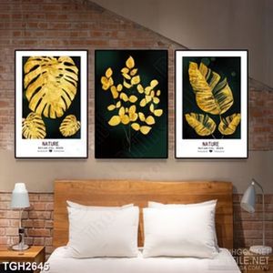 Tranh ghép in uv những chiếc lá úa vàng trong đêm treo tường