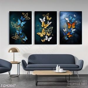 Tranh ghép những cánh bướm xinh đẹp nhiều màu sắc in 3d