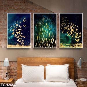 Tranh ghép trang trí đàn chim én vàng và những đôi cánh bướm
