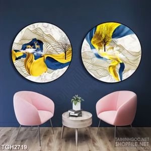 Tranh ghép hai chú hươu đang kiếm ăn trên ngọn núi cao in 3d