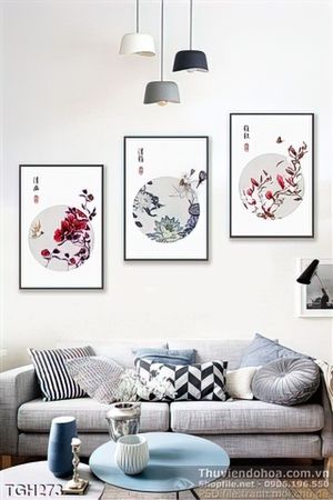 Tranh ghép hoa bộ 3 tấm đẹp uv
