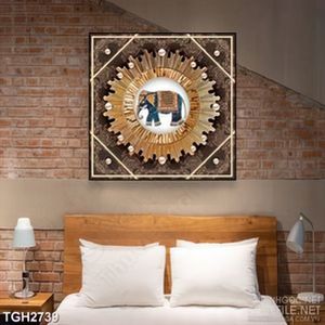 Tranh ghép decor những viên ngọc trai bên chú voi xanh lẻ loi