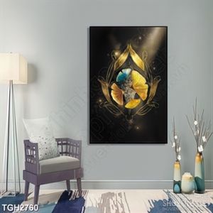 Tranh ghép in canvas những chiếc lá ánh vàng trong màn đêm