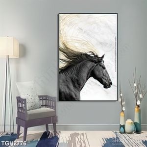 Tranh ghép in canvas chú ngựa phi dưới bầu trời đầy mây trắng