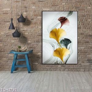 Tranh ghép in canvas những chiếc lá bay lơ lững trong làn gió