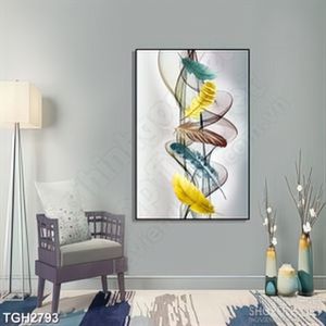 Tranh ghép nghệ thuật chiếc lông vũ nhiều màu sắc treo tường
