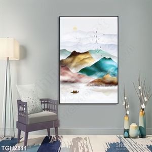 Tranh ghép decor những ngọn núi trùng điệp bên dòng sông