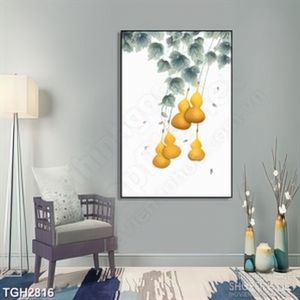 Tranh ghép in canvas những trái bầu vàng đu đưa trong gió