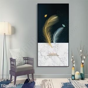 Tranh ghép trang trí lông vũ mỏng mang đu dưa trong gió
