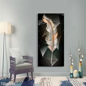 Tranh ghép in uv chiếc lông vũ xinh đẹp được đính ngọc trai