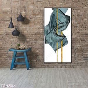 Tranh ghép in canvas những tấm lụa xanh tung bay trong gió