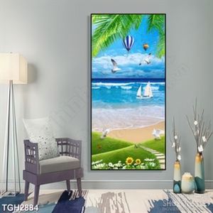 Tranh ghép trang trí đàn hải âu trắng sải cánh trên mặt biển