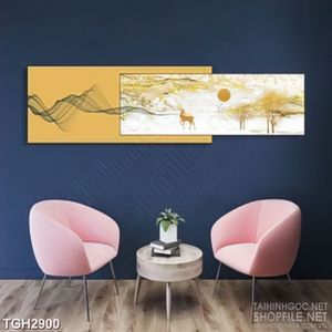 Tranh ghép in 5d chú hươu non lạc bầy trong khu rừng vàng