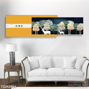 Tranh ghép in canvas chú hươu lang thang trong khu rừng