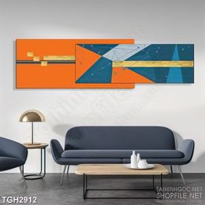 Tranh ghép in canvas phân tử của khối màu đa sắc dán tường