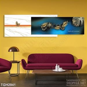 Tranh ghép decor chiếc lá khô đơn sắc bay trong làn gió