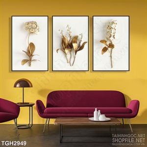 Tranh ghép decor cành hoa khô héo trên nền màu trắng