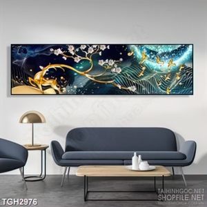 Tranh ghép in canvas bông hoa khoe sắc trên sừng hươu
