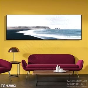 Tranh ghép trang trí con sóng biển xô vào bờ treo tường
